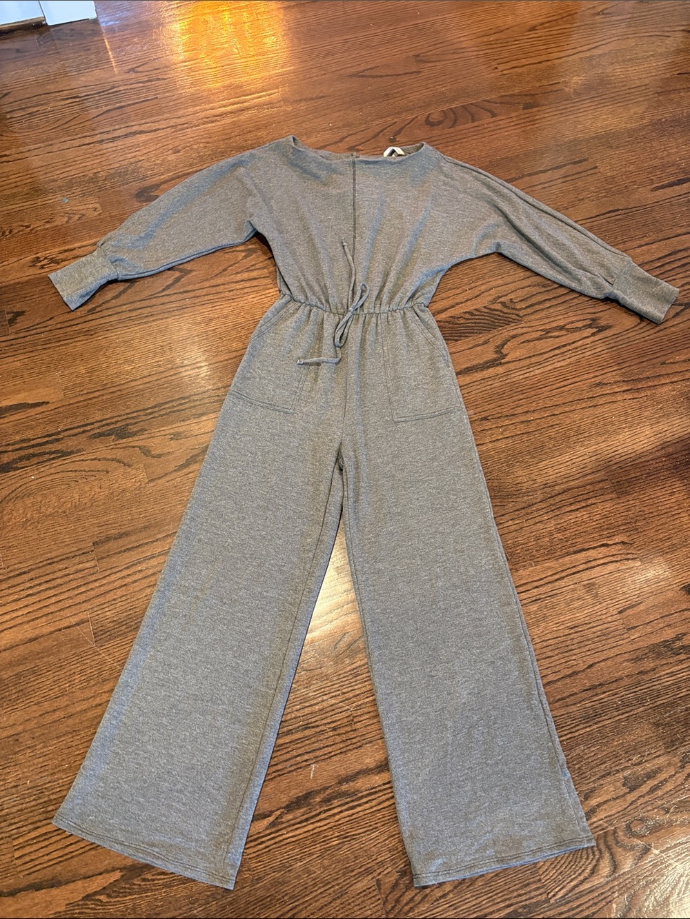Gray Knit Wide-Leg Jumpsuit